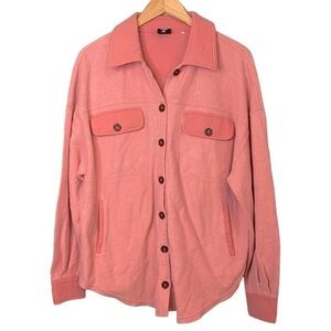 Pacsun Pink Fleece Button Down Relaxed Oversized Shacket Women's Size XS/S